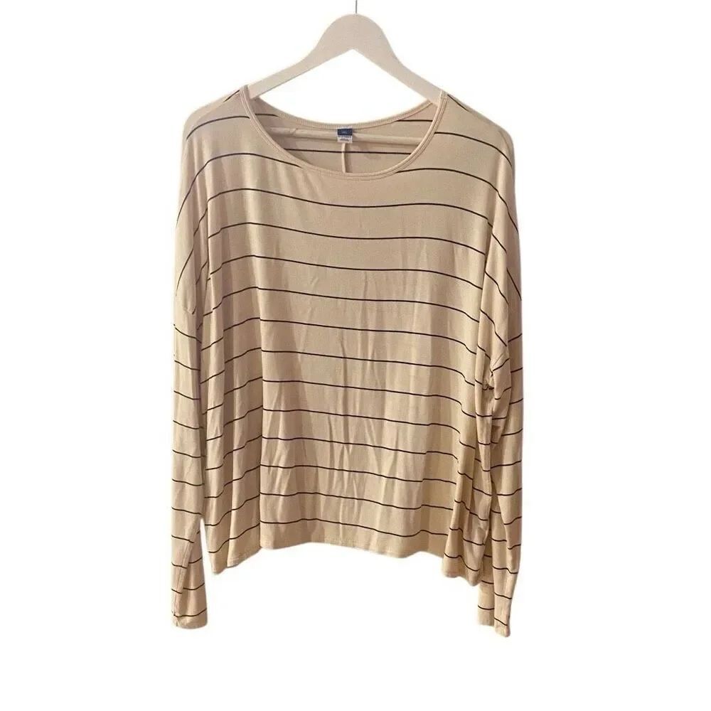 Old navy luxe large tall striped cream long sleeve crop